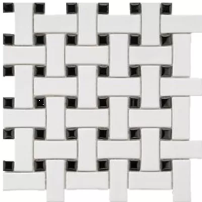 White & Black Basket Weave Mosaic - porcelain tile